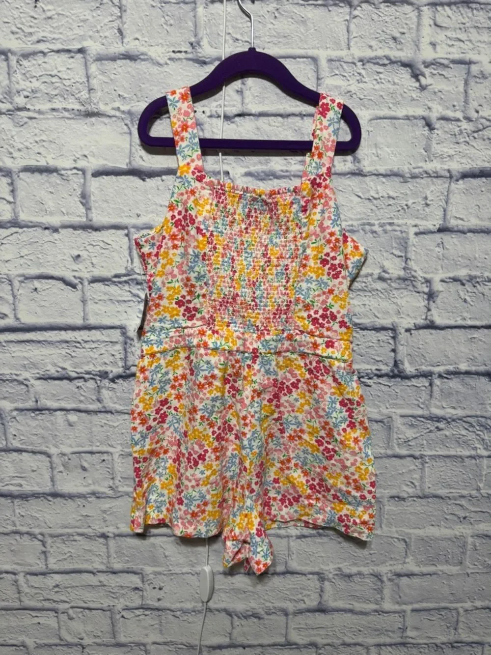 Old Navy Sleeveless Linen-Blend Tie-Front Romper for Girls NWT 10/12